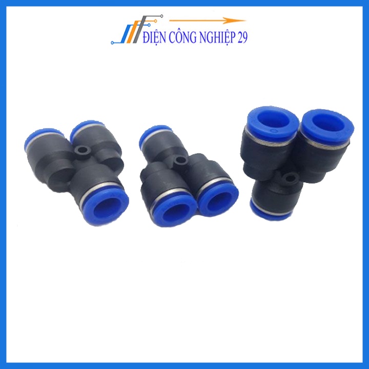 Đầu nối Y ống hơi khí nén phun sương, đầu cắm dây hơi khí nén, cút cắm nhanh dây hơi pu khí nén