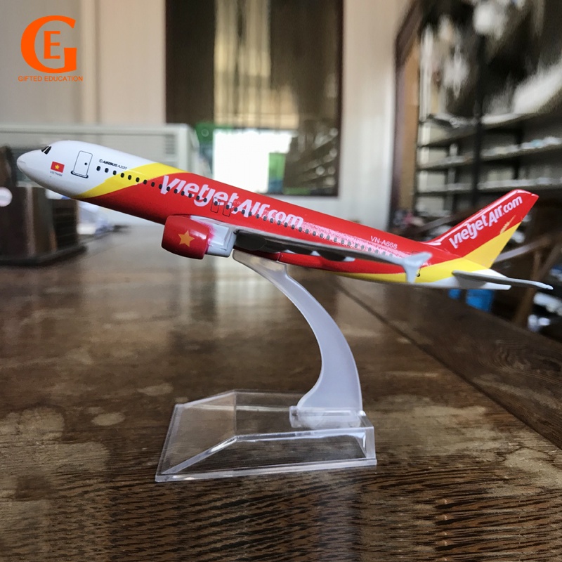 Vietjet airbus 320 mô hình máy bay việt nam diecast metal a320 mô hình máy bay đồ chơi hàng không