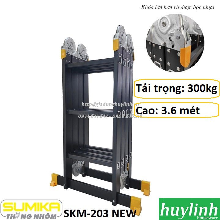 Thang nhôm 4 đoạn 3 bậc Sumika SKM 203 New – 3.6 mét - Tải trọng 300kg