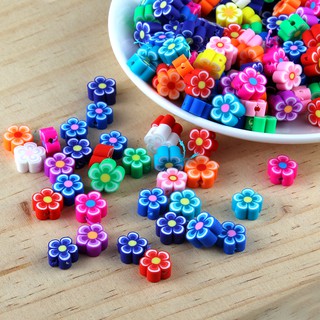 100 Chiếc Hoa Polymer Đất Sét Hạt Miếng Đệm Charm Hạt DIY Trang Sức Làm