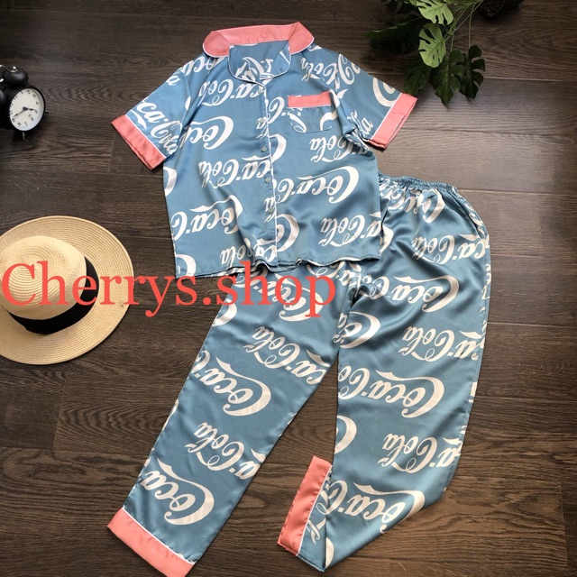 đồ bộ pijama lụa satin dưới 60kg tay ngắn quần dài mẩu hot