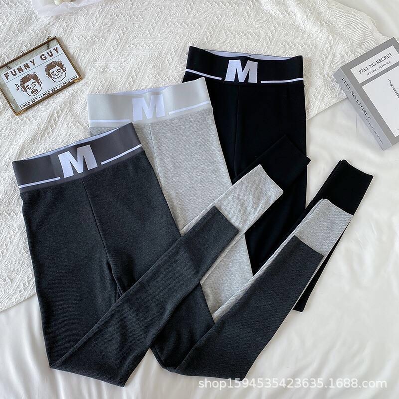 Quần Legging Nữ Cạp Chữ M Chất Cotton Tăm Thon Gọn Thời Trang Mẫu Mới