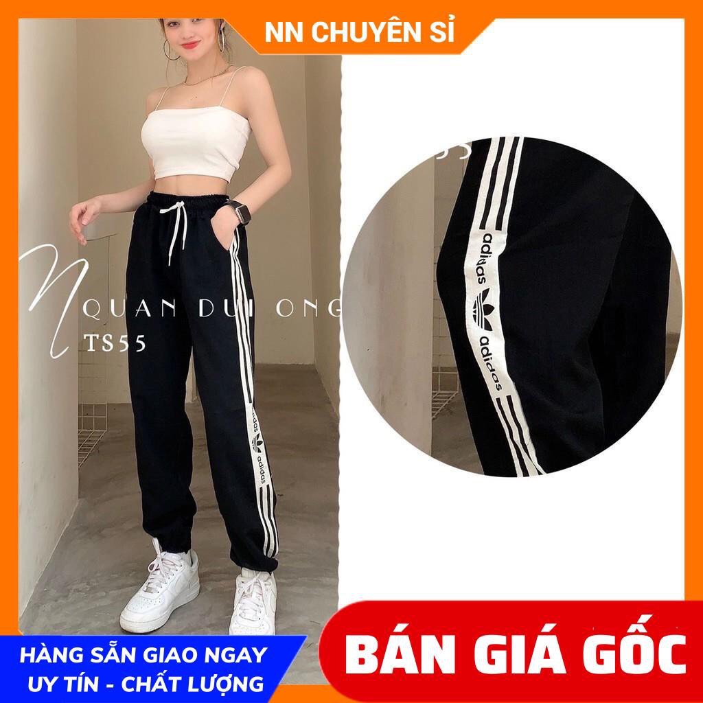 Quần dài nữ mặc đi chơi  ,Quần Thun Nam Nữ Jogger Bo Gấu Thể Thao adidas Chất Thun freesize dưới 60kg