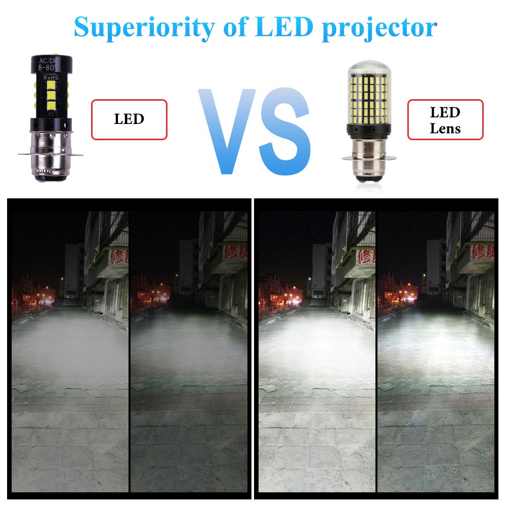 1 Đèn Pha LED 12V H4 P15D BA20D 4014 144SMD Cho Xe Máy