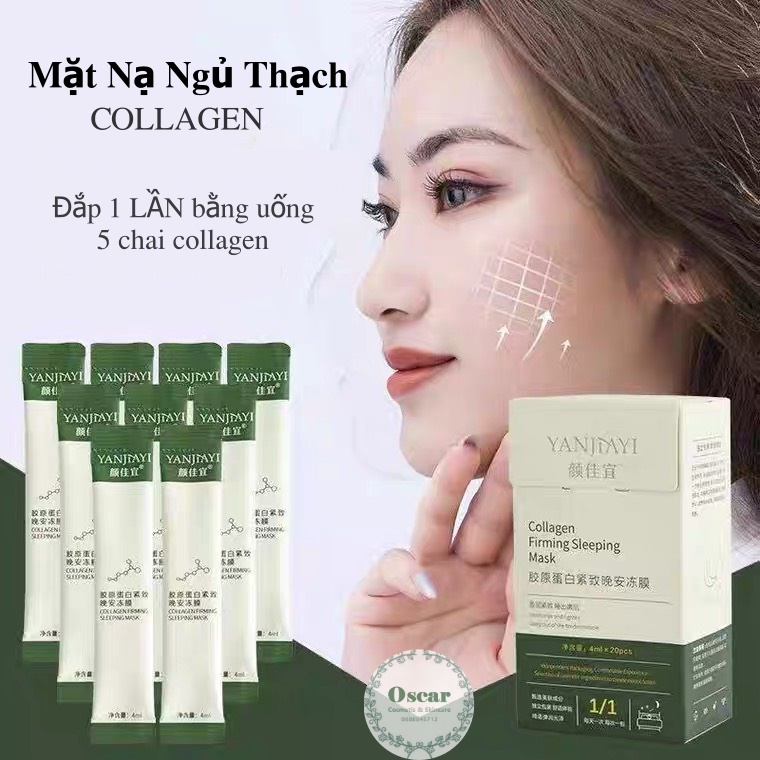 Hộp 20 gói mặt nạ ngủ collagen trắng da ngăn lão hóa dạng thạch