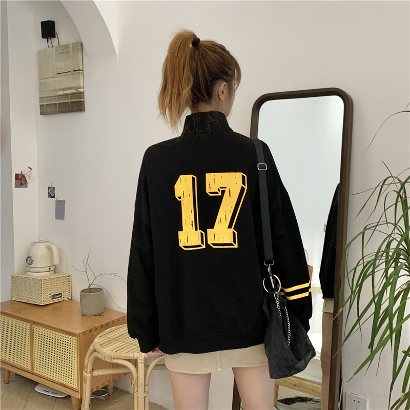 SUXI Áo Sweater Tay Dài Cổ Đứng Khóa Kéo In Họa Tiết Kỹ Thuật Số Cho Nữ