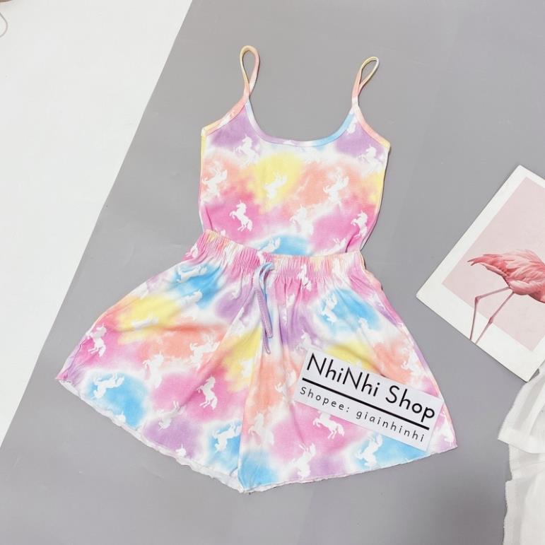 Bộ ngủ 2 dây họa tiết chất co giãn mát lạnh, Sét đồ ngủ hai dây sexxy BN0081 - NhiNhi Shop