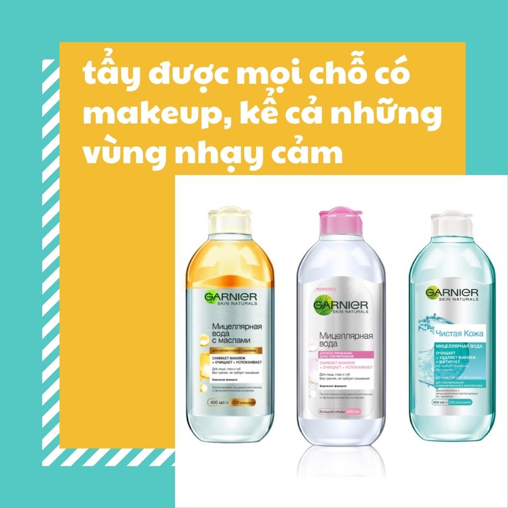 Nước tẩy trang cho da dầu, da mụn, da thường và da nhậy cảm ❤𝑭𝒓𝒆𝒆𝒔𝒉𝒊𝒑❤ GARNIER CLEANSING WATER 400ML