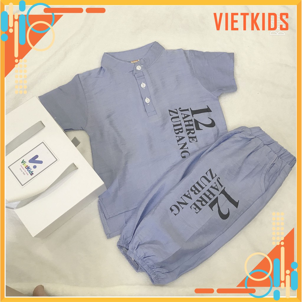 Bộ quần áo bé trai chất đũi RICHKID bộ cộc tay bé trai JAHRE12 cho bé từ 7-24kg