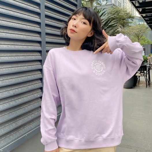 Sibling House - Áo sweater nỉ form rộng tay dài chất vải dày dặn in chữ Orange