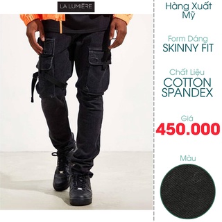 Quần Jeans Nam LA LUMIERE Skinny Fit Túi Hộp Wash Màu Đen - FO76 Shop - KND4211
