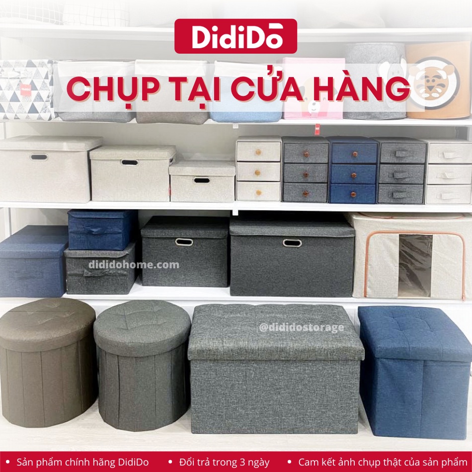 Combo thùng đựng đồ kiêm ghế ngồi DidiDo, ghế đôn khung gỗ nhân tạo có hộc chứa đồ bên trong