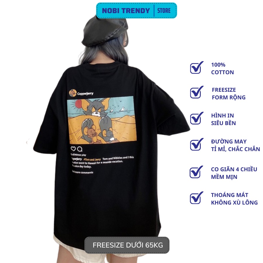 Áo Thun Tay Lỡ Hoạt Hình CopperJerry, áo phông Unisex Phom Rộng thoáng mát Mịn Đẹp - nobitrendy  TL21