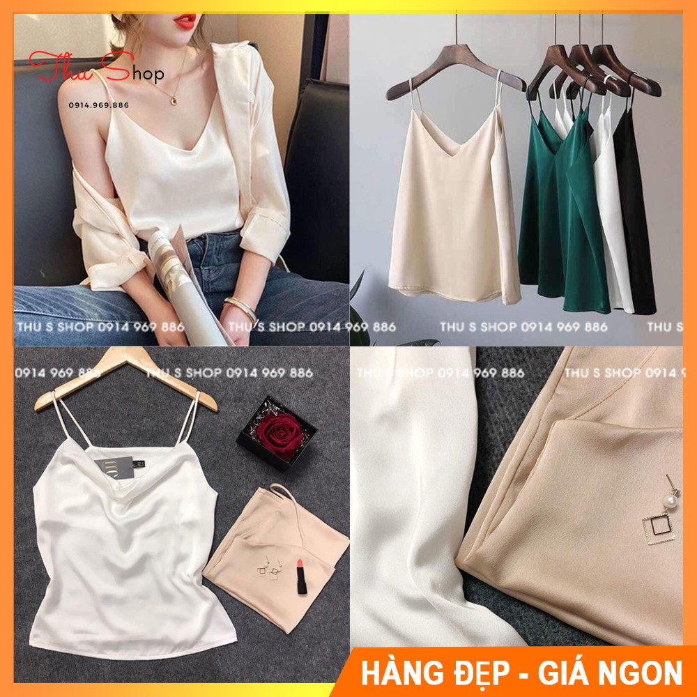 Áo lụa 2 dây cao cấp THUS vải lụa satin mềm siêu mát kiểu dáng sexy sang chảnh A0F01
