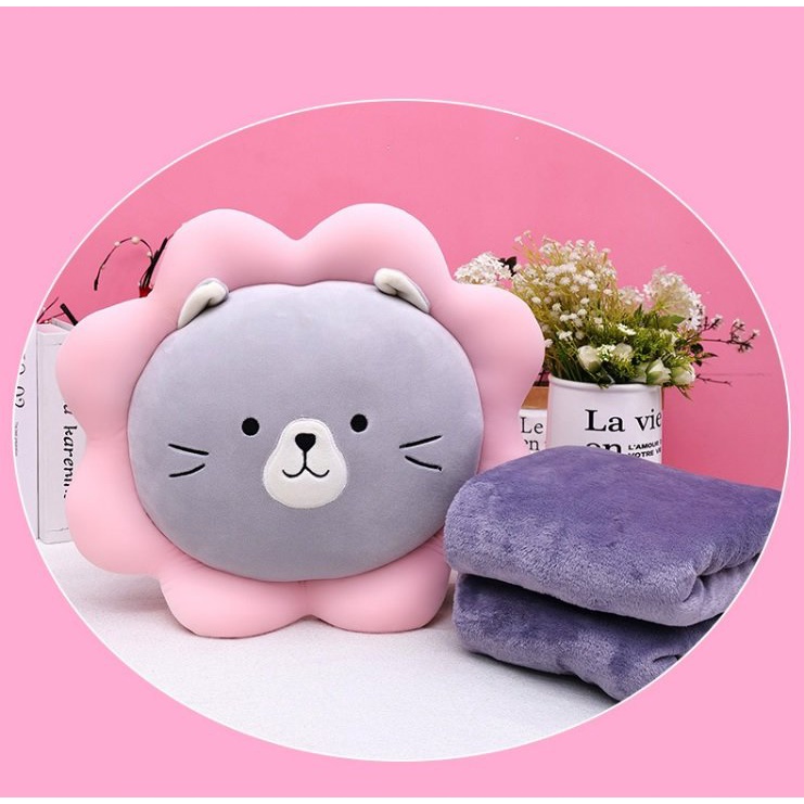 Bộ chăn gối văn phòng hoa quả viền hoa mới. Gấu bông đẹp 3in1 (#gối_chăn)