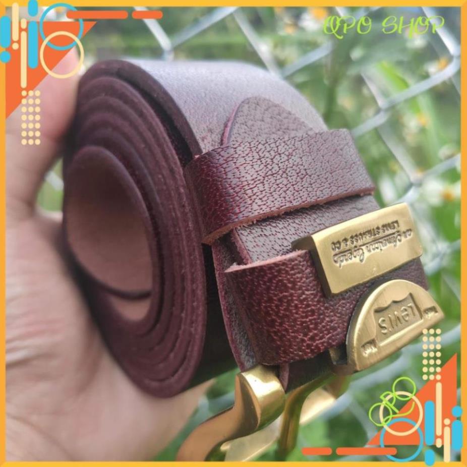 ✅ Da Thật Khóa Đồng Đúc Nguyên Khối ✅ Thắt Lưng Da Bò Nguyên Tấm Trơn -  - Bảo Hành 12 Tháng - LEVI'S