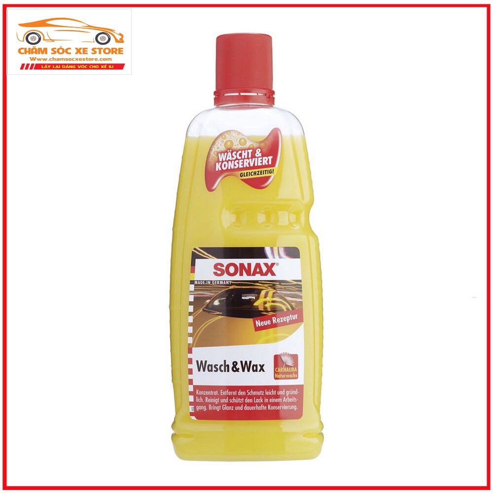 Nước rửa xe Sonax ô tô xe máy siêu bóng 2:1 SONAX Wash & Wax (Rửa & Wax bóng sơn) 1000ml SonaxSonax313341