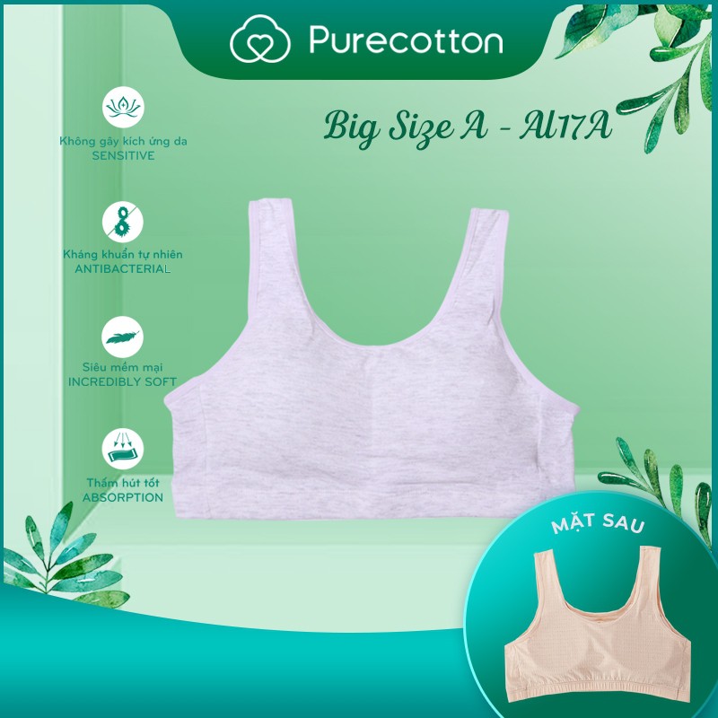 Bộ sưu tập áo lót học sinh Purecotton BIGSIZE cho bé gái mới lớn chất cotton cao cấp dáng áo chui đầu có đệm mỏng PC011