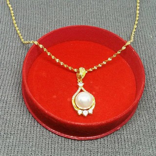 Dây chuyền nữ mạ vàng mix ngọc trai đính đá pha lê cực sang + tặng hộp nhung tròn VC1502