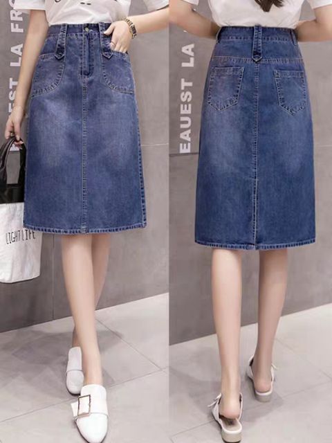 (sẵn l.S .xl  3xl. 2xl)Chân váy bò dáng chữ A dài qua gối | BigBuy360 - bigbuy360.vn