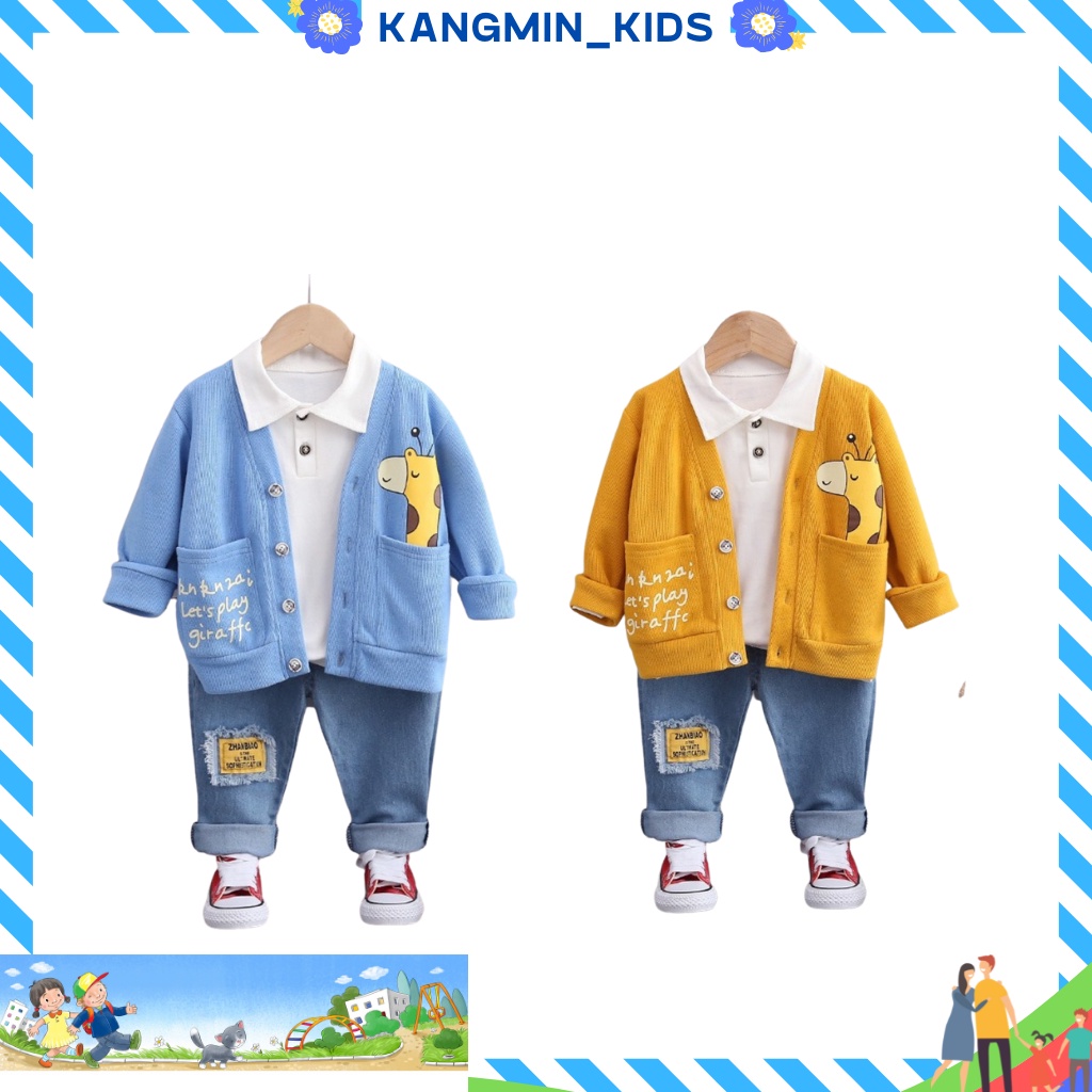 Áo khoác cardigan cho bé kangmin-kids, Áo khoác cotton  in hình hươu cực xinh cho bé từ8-20kg mã H001