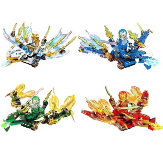 Lắp Ráp Xếp Hình 4 Ninjago + 4 Chiến Binh Rồng Khác Nhau Cho Bé Trai, Lego Đồ Chơi Mô Hình Thông Minh Giá Rẻ 1038