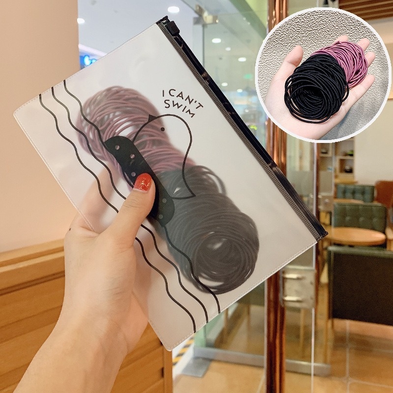 Bộ 100 Dây Buộc Tóc Cao Su Mỏng Thời Trang Hàn Quốc Đơn Giản