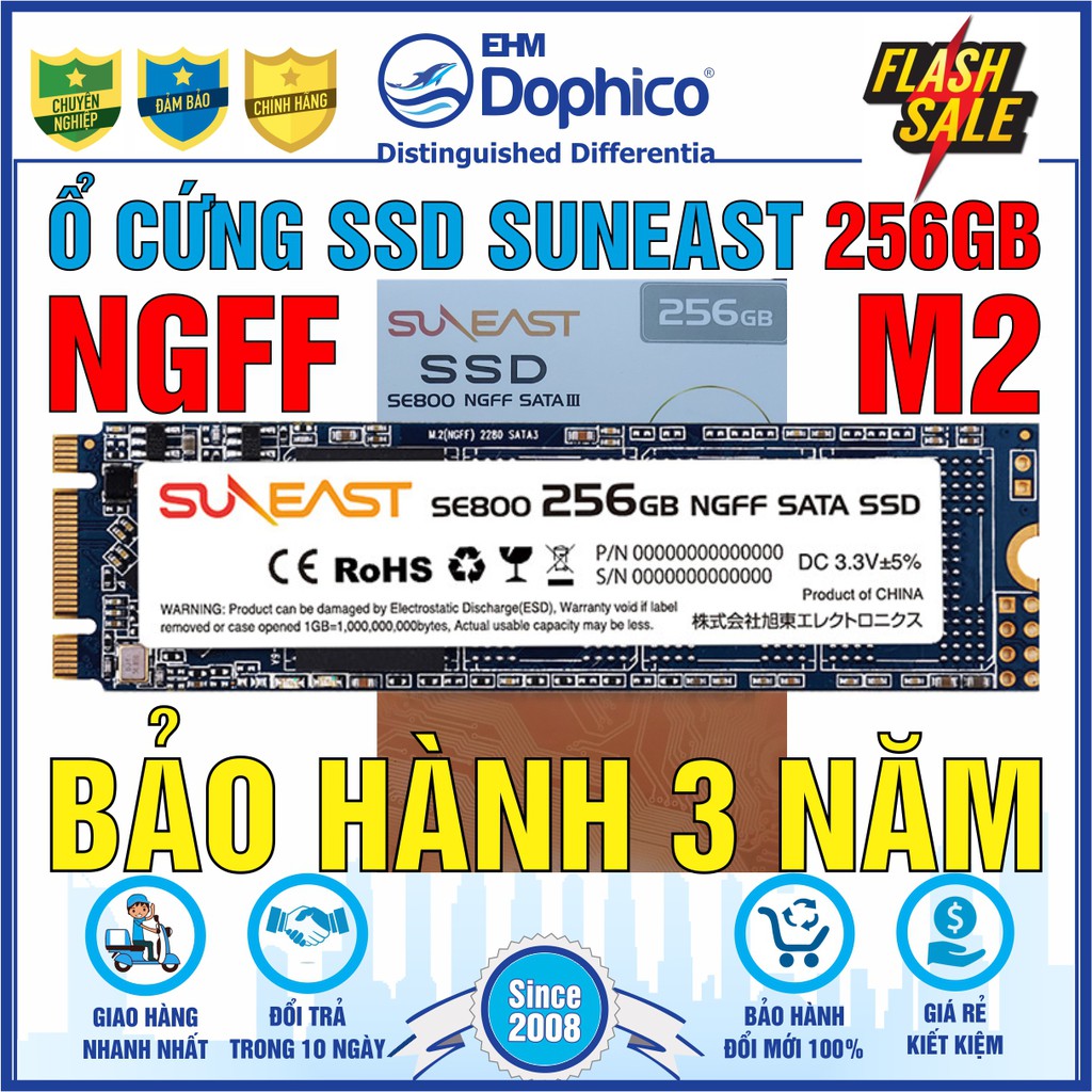 Ổ cứng SSD M2.NGFF SATAIII SunEast 256GB nội địa Nhật Bản – CHÍNH HÃNG – Bảo hành 3 năm