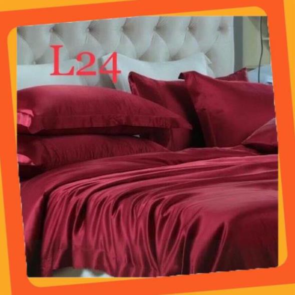 [Hot] Chăn ga gối phi lụa_L24 (đỏ đô)