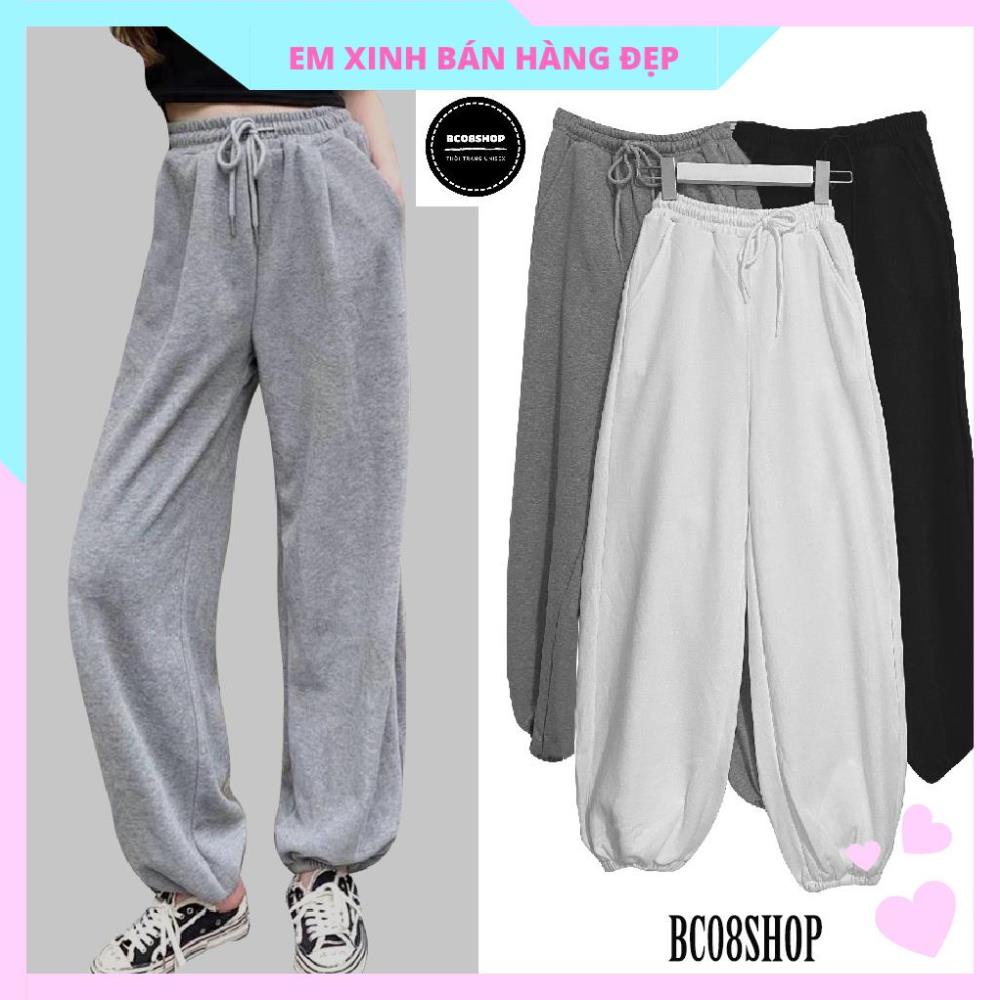 Quần Jogger TRƠN Màu Trắng Basic có size chất thun cotton mềm min BC103