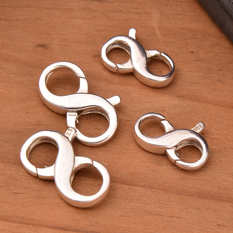 █diy゜ S925 Bạc●Móc Khóa Dây Chuyền / Vòng Tay Hai Đầu Bằng Bạc Sterling S925 Phong Cách Retro Đơn Giản DIY