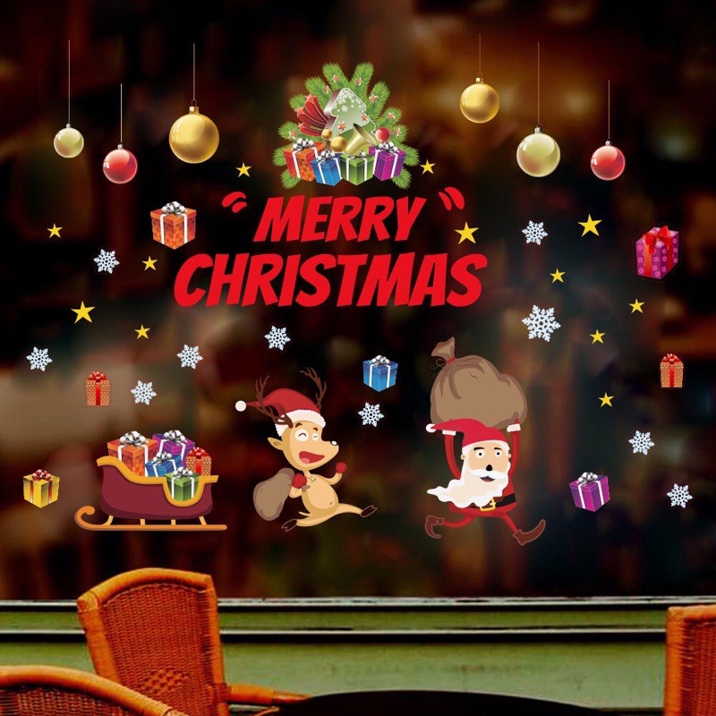 Decal dán tường Noel - Các bạn Noel chơi rượt đuổi