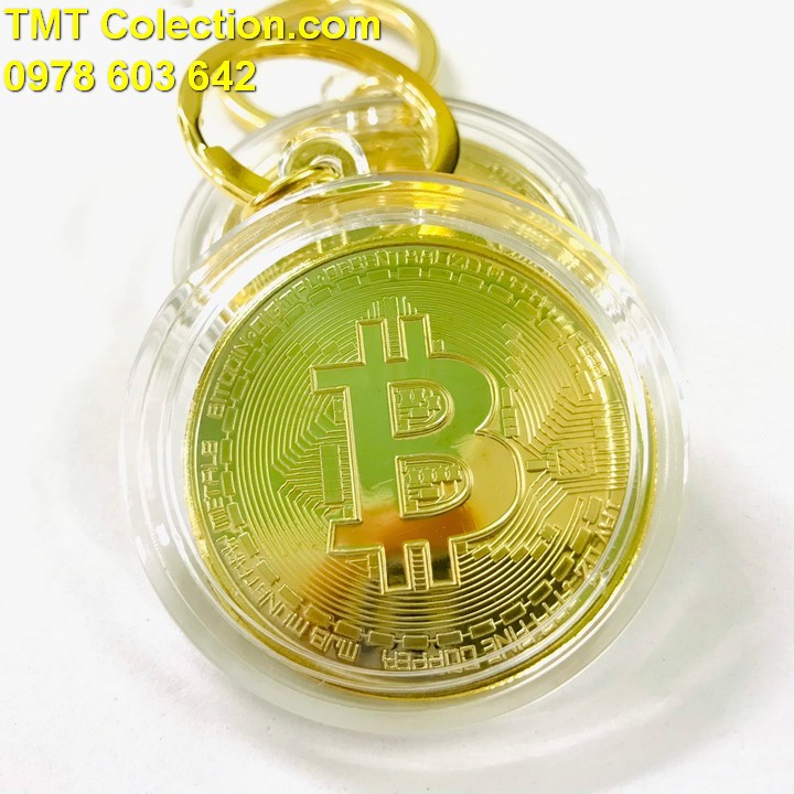 Móc khóa xu Bitcoin Vàng, trang trí chìa khóa, tăng tính thẩm mỹ, làm quà lưu niệm -TMT Collection - SP005259