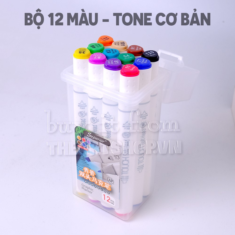 THEARTSHOP Bộ bút marker 4 tông màu SUPERIOR TOUCH SOFT HEAD thế hệ thứ 7 - Set 12