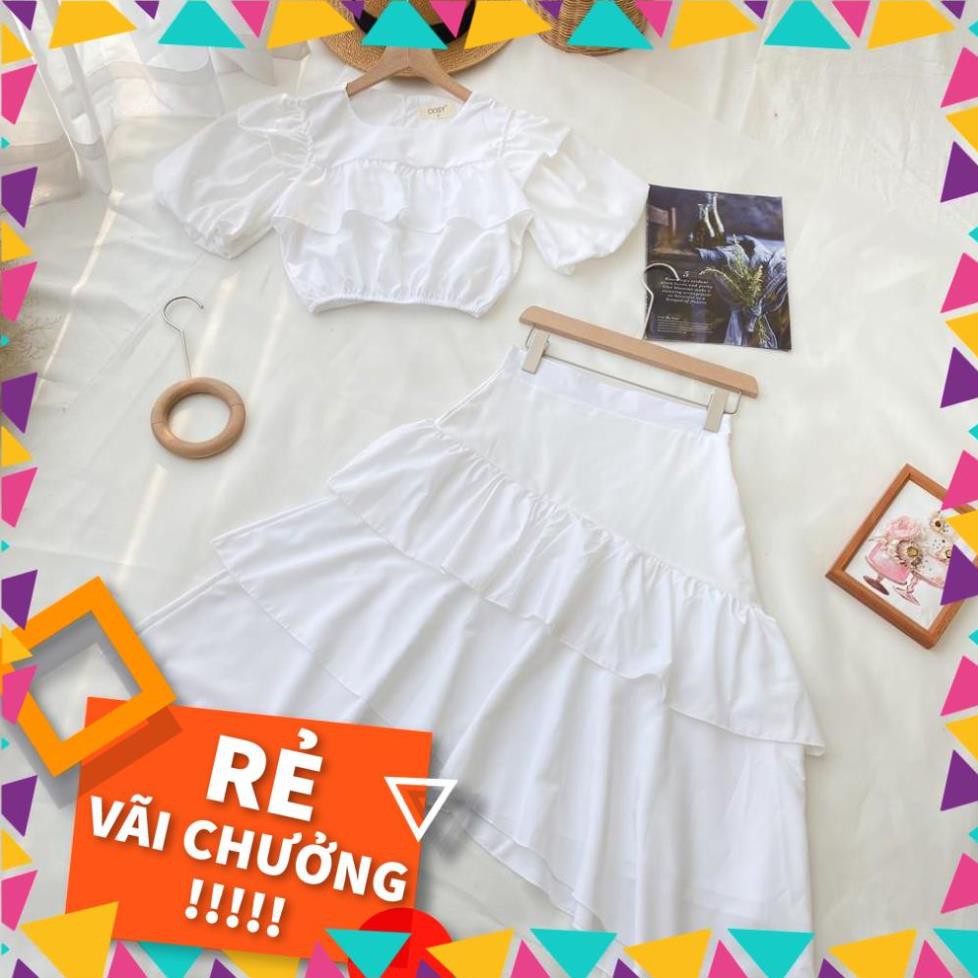 [SALE_SỐC_45%] SET ÁO TẦNG CHÂN VÁY XÉO - Chất liệu Kaki Cotton nhập khẩu - Hai màu Nâu tây/ Trắng - [THIẾT KẾ] [HOT] | BigBuy360 - bigbuy360.vn