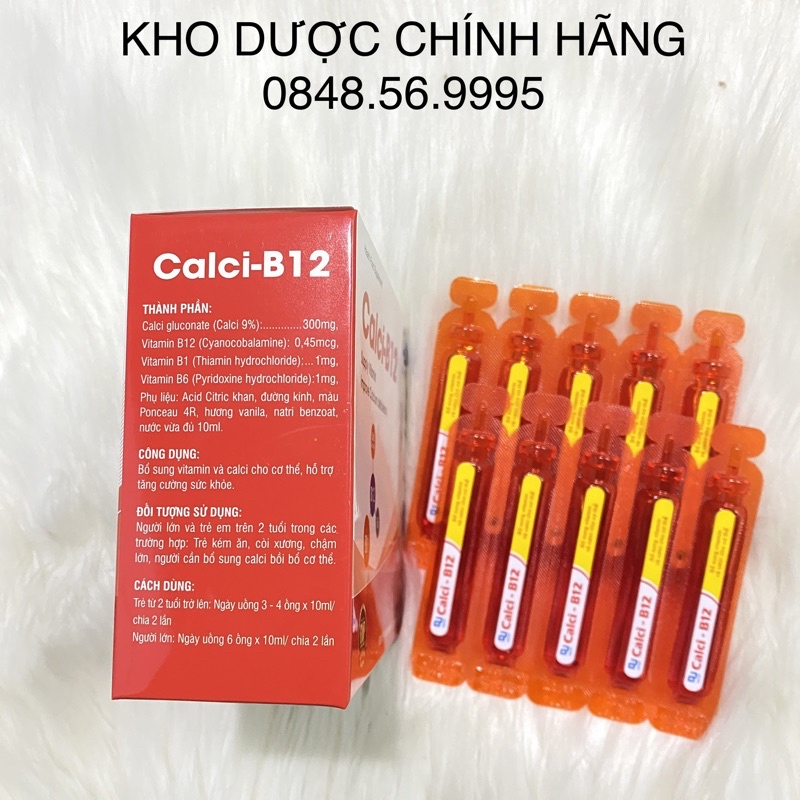 Calci B12 hộp 20 ống 10ml - Bổ sung vitamin - Cải thiện tình trạng thiếu calci