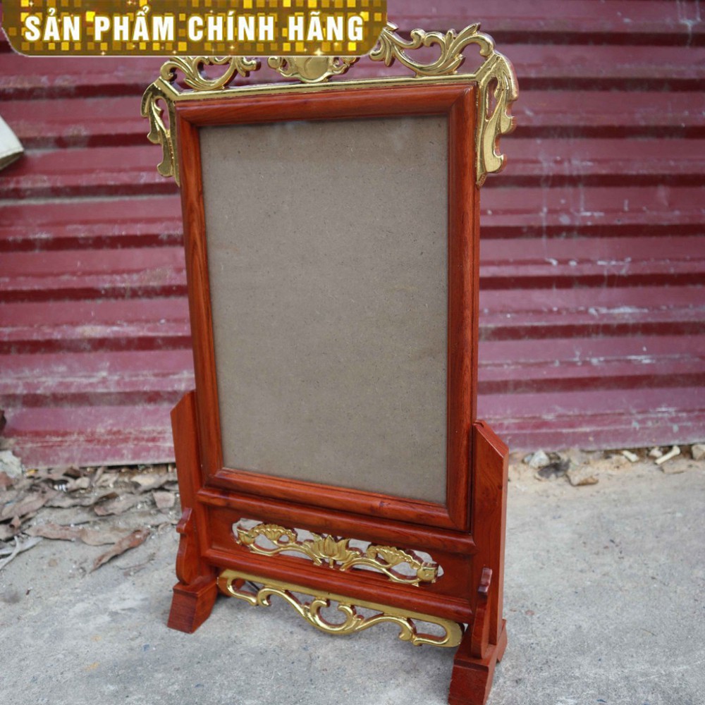 Khung hình thờ 18x24 đơn hoa lá tây rát vàng gỗ hương giá rẻ