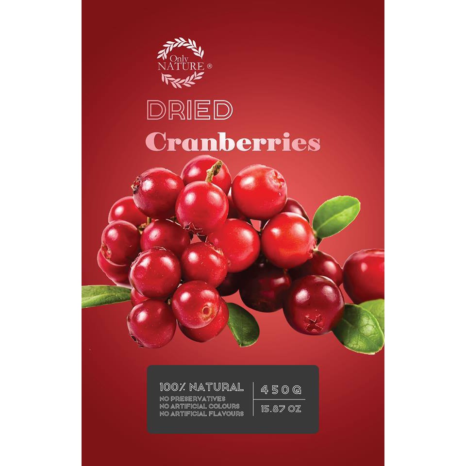 Nam việt quất sấy khô Only Nature 450g/ túi (Dried Cranberries)