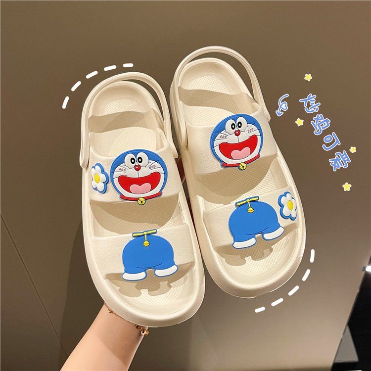 Dép bánh mì đế cao dép đi biển dép dễ thương Dép Sandal Đế Xuồng Hình Doraemon Dễ Thương Cho Nữ