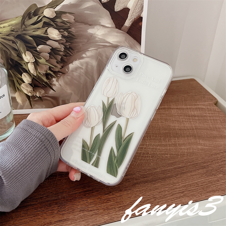 Ốp Điện Thoại TPU Mềm Trong Suốt Hình Hoa Tulip Cho iPhone 13 12 11 Pro Max X XR Xs Max 8 7 6 6s Plus SE 2020