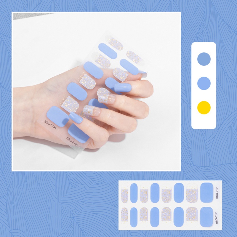Set 16 Miếng Dán Gel Trang Trí Móng Tay Toàn Diện Chống Thấm Nước