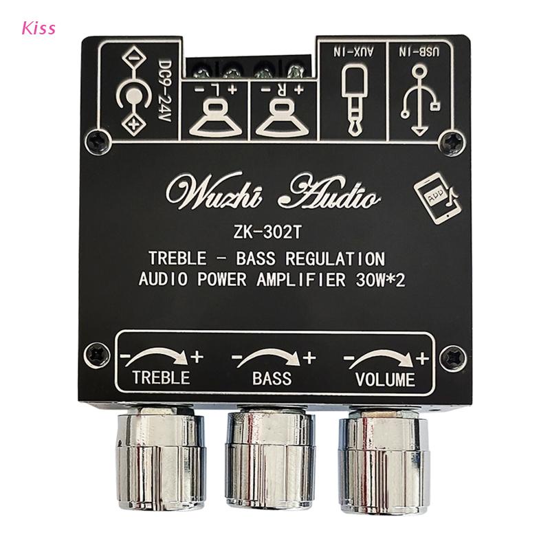 Bảng Mạch Khuếch Đại Âm Thanh Bluetooth 30W+30W 9-24V kiss ZK-302T