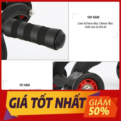 Con lăn tập bụng 4 bánh tặng kèm thảm lót - dụng  cụ tập thể dục