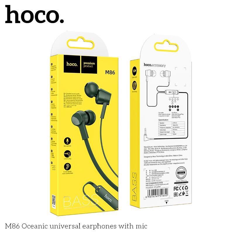 ✅Tai nghe dây nhét tai HOCO M86 Kèm mic đàm thoại Jack 3.5mm chống tiếng ồn-BH 12 Tháng