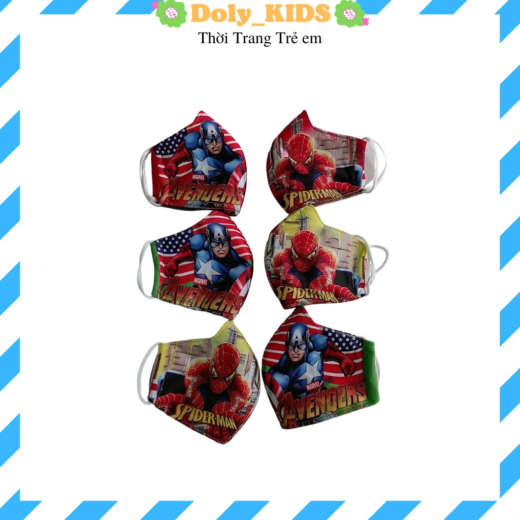 Khẩu trang cho bé Doly kids, khẩu trang vải bé trai bé gái hình siêu nhân cho bé KTV01, Đồ bé trai bé gái 1-6T
