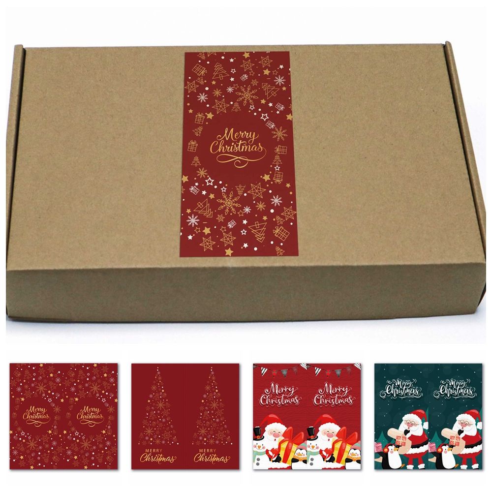 50 Miếng dán trang trí hộp quà giáng sinh hình chữ nhật 5cm x 10cm