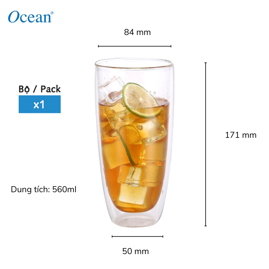 Ly Thủy Tinh Ocean Doppio Long Drink 560ml - Chính Hãng