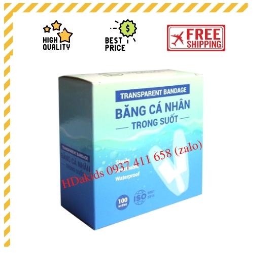 Băng Cá Nhân Trong Suốt- Hộp 100 cái- Dùng Che Vết Thương Không Lo Người Khác Thấy