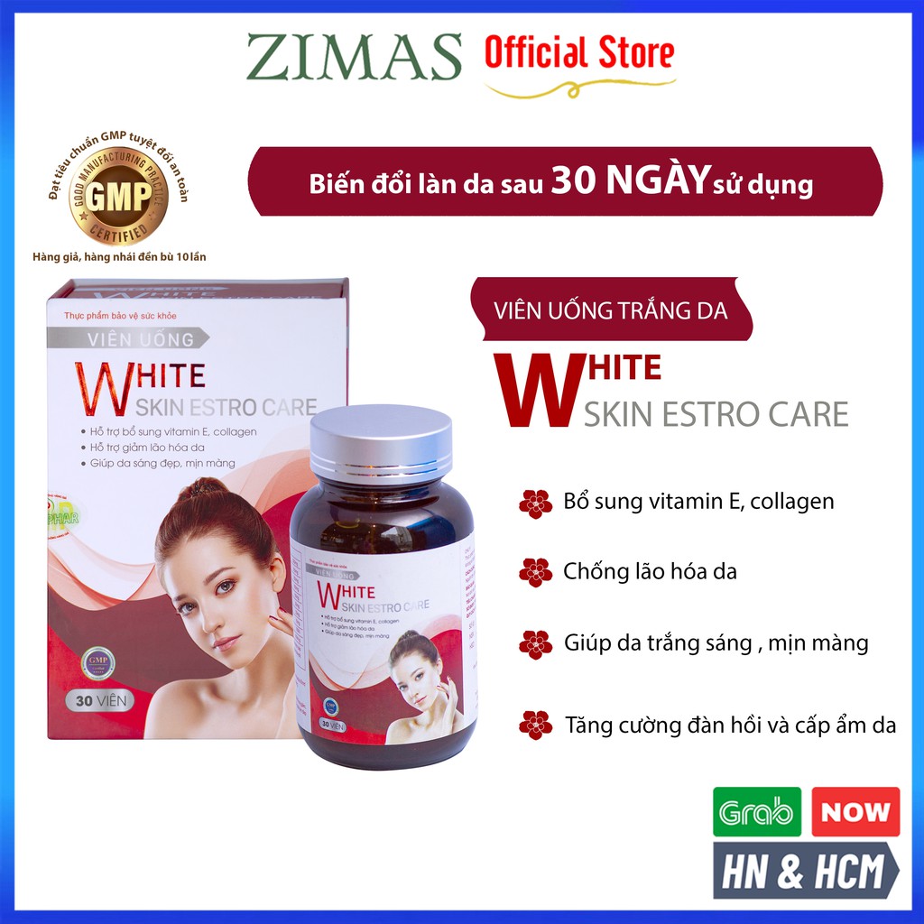 Viên uống trắng da White Skin Estro Care chống lão hóa dưỡng da cấp ẩm nội tiết tố nữ | Thế Giới Skin Care