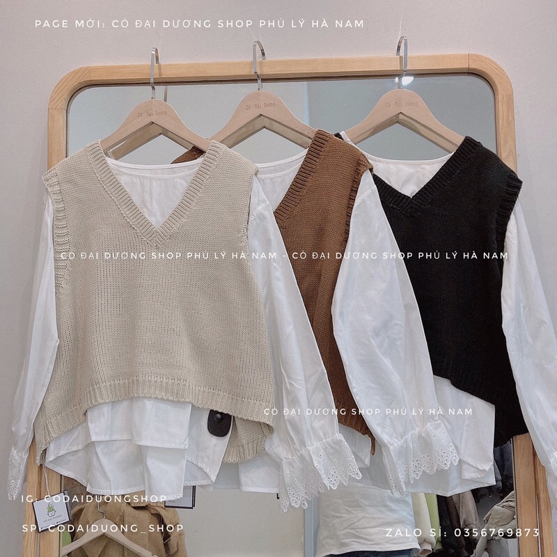 set áo gile trơn kèm áo điệu tay loe